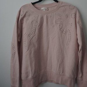 H&M Pastel Pink Sweater w/ Flower Cut Out Design